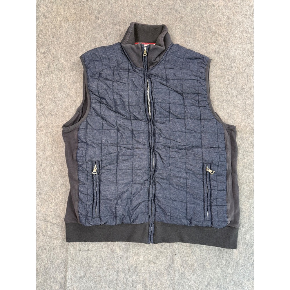 JBE Jean Baptiste Ebrard Quilted Vest Mens M Blue Black Full Zip Lightweight